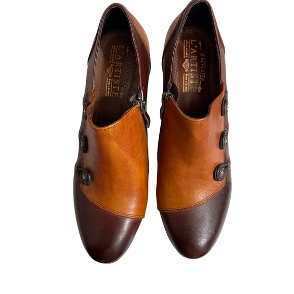 L’Artiste 40 Spring Step All Leather New Two Tone Brown Leather Heeled Boots - - Picture 2 of 8